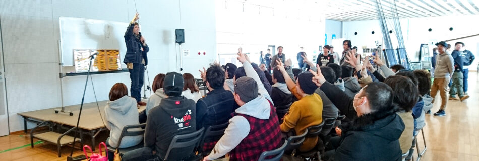 2月25日プロアングラーのトークショーで大いに盛り上がる。